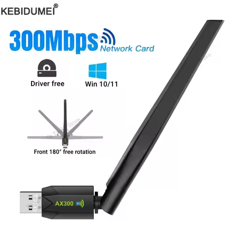 300Mbps WiFi 6 Adapter 2.4G WiFi Network Card 5dBi Antenna Wifi6 USB Dongle AX300 Wireless WiFi Rece