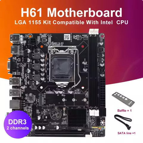 H61 M-ATX Gaming Motherboard LGA1155 DDR3 Support Intel Core i3/i5/i7 Pentium-Celeron CPU