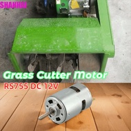 SHANHAI Lawn Mower Motor, Ball Bearing Long Shaft RS755 DC Motor, Robust High Power 12V DC Large Tor