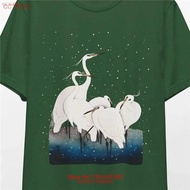 COD Egret T-Shirt Bird Watching Natural Lovers Wildlife Top Bird Watcher Japanese Retro Washing Neut