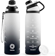 Fjbottle Water Bottle 1L/710ML - Plastic Motivational Water Bottle with Magnetic Cap for Gym, School