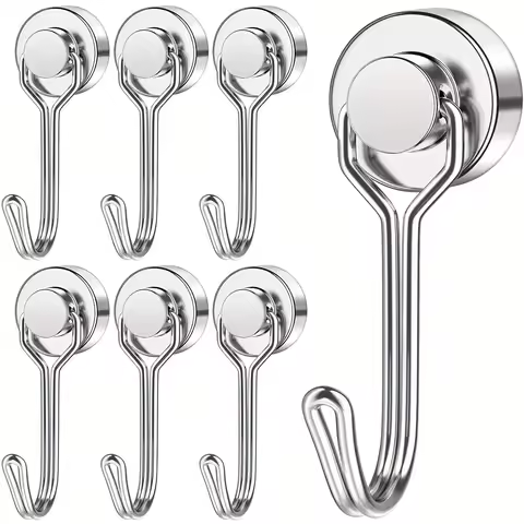 6/12/20pcs Magnetic Hook Heavy Duty Magnet Hook with Swivel Hook for Kitchen, Locker, Refrigerator, 