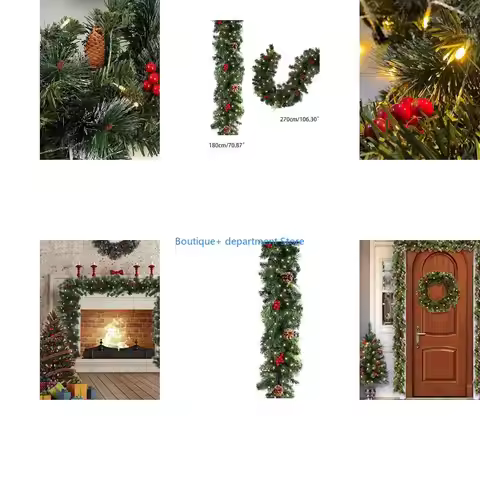 E1PD Christmas Wreath Front Door Hanging Ornament Art Red Berries Crafts Present for Baby Shower Bac