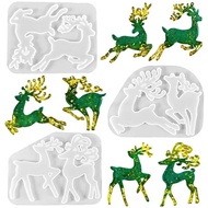 DIY Crystal Epoxy Resin Mold Christmas Series Christmas Elk Keychain Ornament Silicone Mold