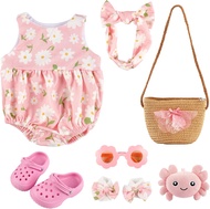 BABESIDE 7 Pcs Reborn Baby Doll Clothes for 17-22 Inch Dolls Summer Floral Baby Doll Outfits Accesso