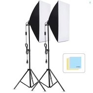 Andoer Studio Photography Softbox Kit with 50x70cm Softbox * 2 + 2M Metal Tripod Stand * 2 for Live 