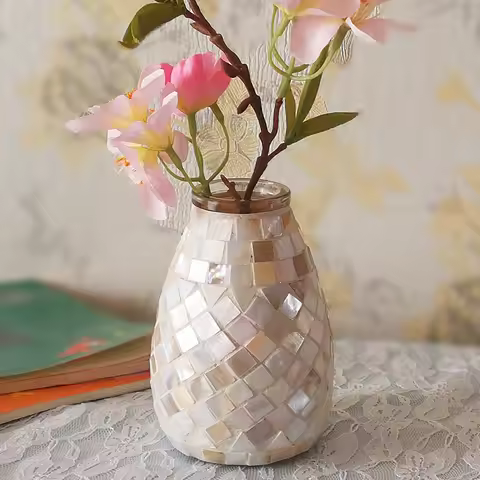 Light Color Fashion Nordic Fresh Mosaic Glass Vase Home Office Hydroponic Green Dill Small Flower Ar