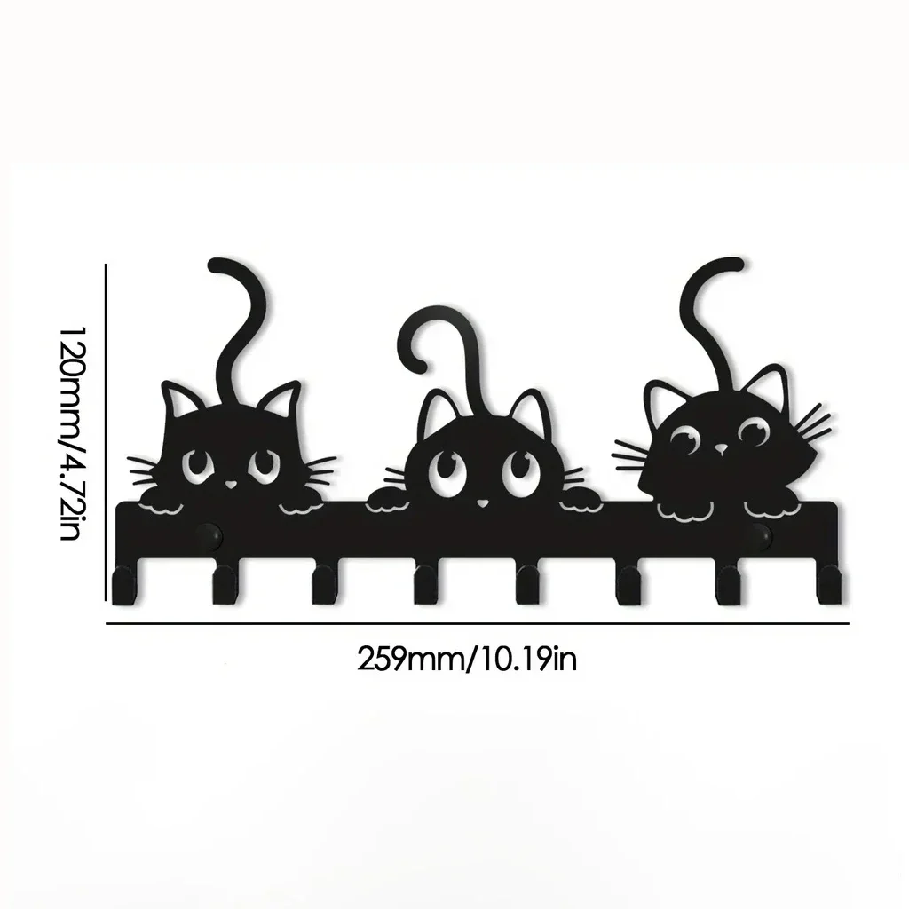 DDPNKL 1pc Wall Mounted Key Holder Cute Cat Key Rack Festive Atmosphere Cat Wall Rack Hook Household