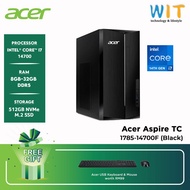 Acer Aspire TC1785 Desktop PC (Intel Core i3-14100 /i5-14400 /i7-14700/8GB-32GB RAM/512 SSD/W11 PRO(