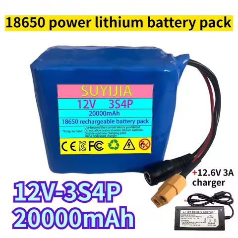18650 Li-ion 12V 3S4P 20000mah battery 20Ah rechargeable battery with BMS lithium battery pack prote