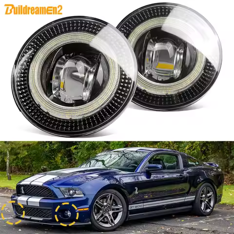 2IN1 Car LED Fog Light Angel Eye Daytime Running Lamp Function For Ford Mustang Bullitt, Shelby GT G