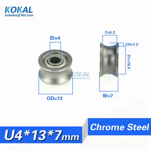 [U0413-7]10PCS U groove type guide track roller wheel 624UU 4*13*7mm 0413U sliding roller wheel stee