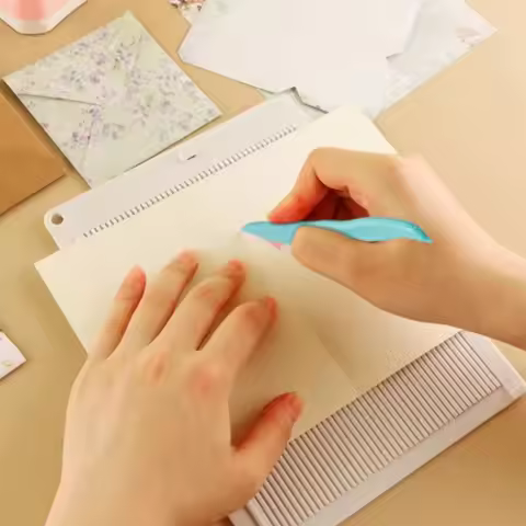 Plastic Paper Trimmer Scoring Board DIY Gift Box Letter Multi-purpose Mini Score Board with Measurin