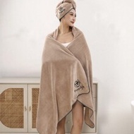 Women's Soft Absorbent Embroidered Large 35.4"X70.9" Bath Towel / 9.8"X25.6" Bath Cap