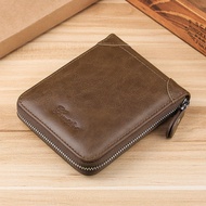 Men Bifold PU Leather Short Zipper Wallet Short Wallet