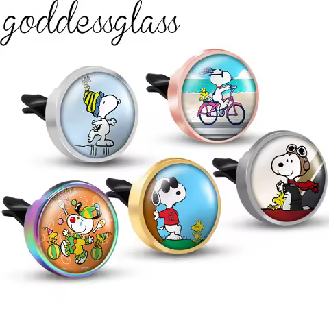 Snoopy Sports Skiing Joker Cute Anime Photo Aromatherapy Car Decoration Clip Perfume Locket Fittings