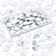 1Box 200Pcs 3D Mirror Heart Acrylic Mosaic Wall Sticker for Home Decoration or DIY Crafts Silver 25x25x1.5mm 200pcs/box
