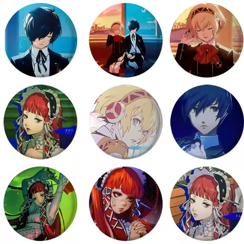 58mm New Persona 3 Game Brooches P3/5 Shin Takeba Megami Yuuki Tensei Makoto Yukari Chidori Cosplay