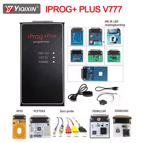 IPROG+ Plus V777 Key Programmer Tool 3in1 Full Adapters Support IMMO/Airbag Reset Replace Tango CarP