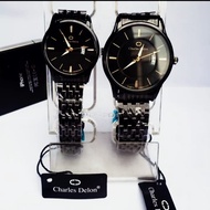 JAM tangan Charles delon rante pria wanita original 100% bonus box + baterai