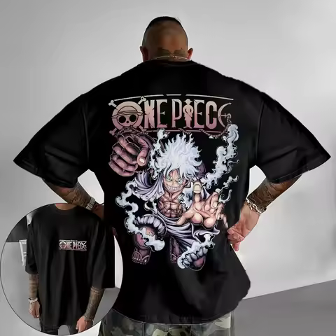 Bandai 26 Japanes Anime One Piece Cotton Luffy Tshirt Breathable Cotton TShirt Summer Women Oversize
