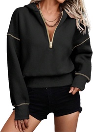 Remidoo Women Half Zip Pullover Sweatshirt Long Sleeve Cropped Hoodie