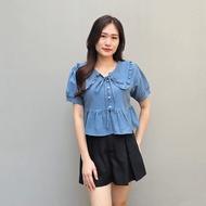 KIELO - IZORA WOMEN'S BLOUSE YEWON TOP BLOUSE WOMEN'S SHORT-SLEEVED BLOUSE/ CASUL WOMEN'S OFFICE BLO