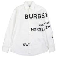 成色極佳的 Burberry 8023776 100% 純棉 Tisci 時代 Horseferry 長袖襯衫，黑白配色，XS 碼，正品男款