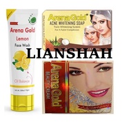 Arena Gold Acne Whitening Face wash Lemon Facewash / Facial Cleanser + Arena Beauty Cream + Arena So