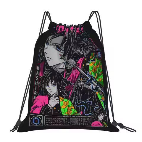 Custom Demon Slayers Drawstring Bag Women Men Lightweight Guyu Tomioka Sports Gym Storage Backpack
