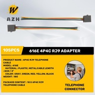 10 Pcs 616E 4P4C RJ9 Female Telephone Connector Adapter w 4 Wires 8cm