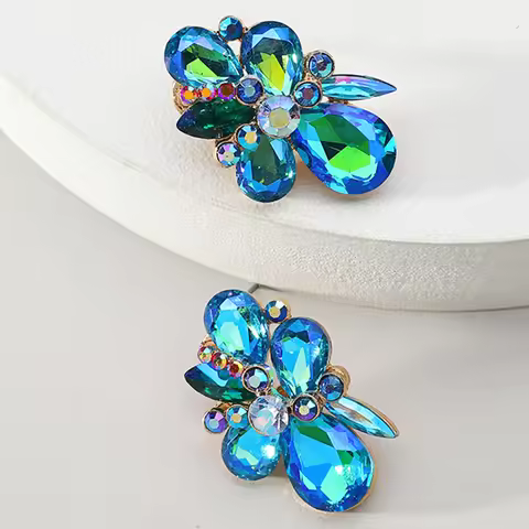 Fashion Original Geometric Bridesmaids Wedding Party Statement Jewelry Luxury Unusual Glass Stud Ear