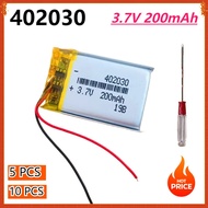 5 PCS/10 PCS 3.7V 200mAh Lipo Rechargeable Battery 402030 for Bluetooth Headphone Speaker Toy Car Ta