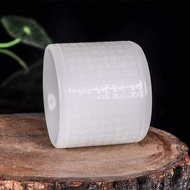 Xinjiang Gobi Jade White Jade Ring Jade Prajna Paramita Heart Sutra Hotan Jade Ring Male Ring