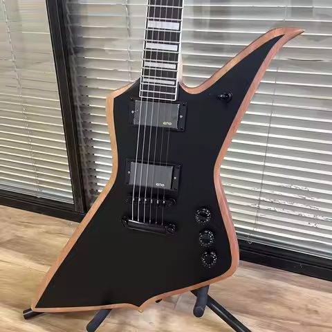 US Black Matte Finish Electric Guitar Natural Wood Binding EMG Active Pickups Electric Guitar-Themed