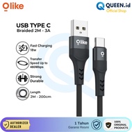 Olike D102C Braided USB TYPE C Data Charger Cable 18W 3A QC Fast RJ992M