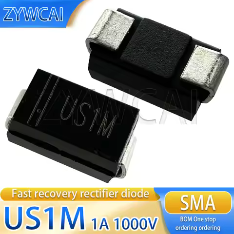 US1M SMA HER107 50PCS UF4007 DO-214AC 1A 1000V UM ESD TVS Fast Recovery Diode