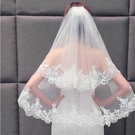 White Lace Veil Double Short Wedding Veil Wedding Headdress Bridal Veil
