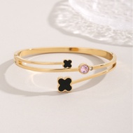 Gelang Titanium Bangle Clover Trending Mewah Korea Fashion Style 307