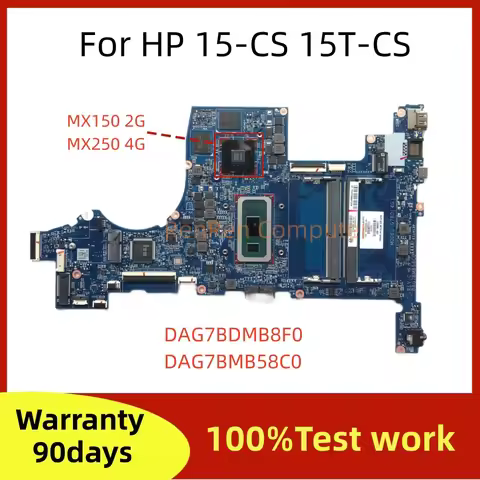 For HP 15-CS 15T-CS Laptop Motherboard DAG7BMB58C0 DAG7BDMB8F0 With i5 i7-8th CPU.MX 150 MX250 GPU L