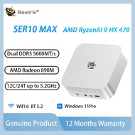 Beelink SER10 MAX Ryzen AI 9 HX 470 Mini PC Radeon 890M DDR5 PCIe4.0 10GbE LAN USB4 4K Mini Computer