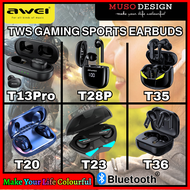 AWEI Gaming Sports TWS Bluetooth 5.1 Wireless Earphone Earbuds Headphone Headset T13 Pro T20 T23 T28P T35 T36