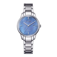 Citizen Eco-Drive Blue Dial Silver Stainless Steel Strap Women Watch EW2590-85N