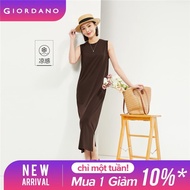 GIORDANO Women Dresses Cool-Touch Sleeveless Summer Dresses Crewneck Side Vents Simple Basic Fashion