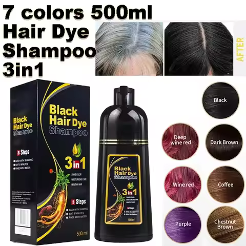 3 In 1 Black Hair Dye Shampoo Quick Instant Coloring Shampoo Gray White Cover Natural Plant Fast Dye