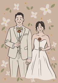 【客製化似顏繪】簡約風婚紗人像 電子檔