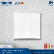 Simon E6 Hotel Series Switch 2-Gang 2-Way - White (Without Frame) COD
