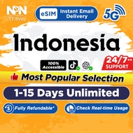 Indonesia eSIM 5G 3-10 Days Daily 500MB-2GB Unlimited Data | Instant Email Delivery | High Speed Dat