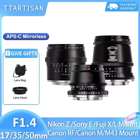 TTArtisan 17mm F1.4 35mm F1.4 50mm F1.2 APS-C Manual Focus Portrait Photography Lens for Sony E Fuji