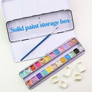 Art Watercolor Pigment Paint Grid Empty Full/Half Pan/Grid/Block/Case/Box 14/24/48pcs Empty Iron Box Subpackage Storage Box Tool